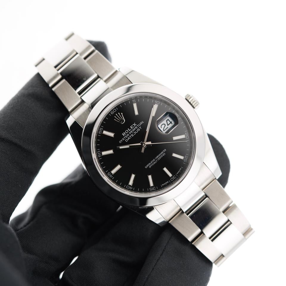 ROLEX DATEJUST OYSTER GHIERA LISCIA BLACK DIAL